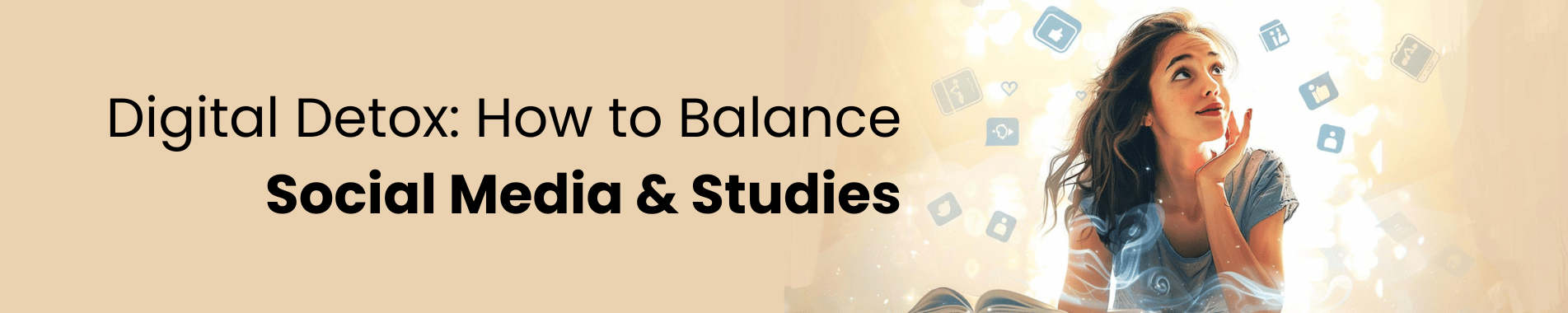 Student practicing digital detox by studying without using a phone